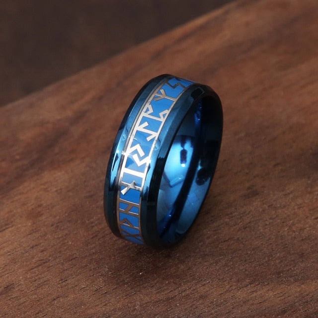 Blue Viking Rune Ring