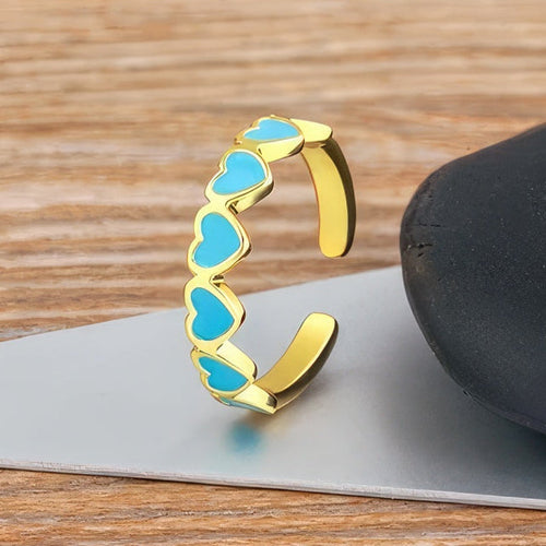 6 Hearts Women's Gold Ring