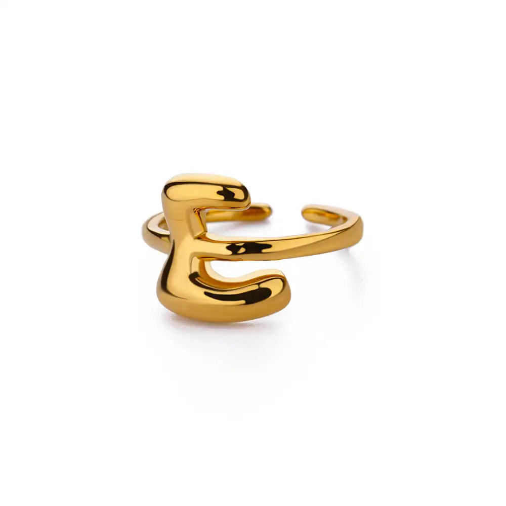 Custom adjustable ring with initial e