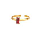 Adjustable ring with rectangular birthstone
