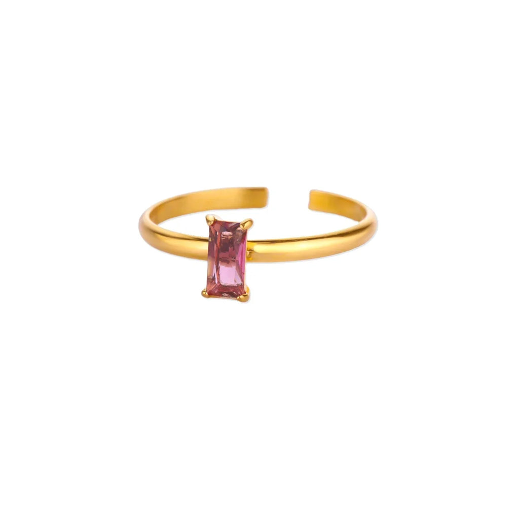 Adjustable ring with rectangular October birthstone