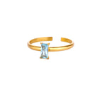 Adjustable ring with rectangular birthstone