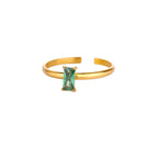 Adjustable ring with rectangular May birthstone