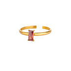 Adjustable ring with rectangular July birthstone