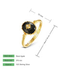 Adjustable Ring "Night Charm" in Black Agate 
