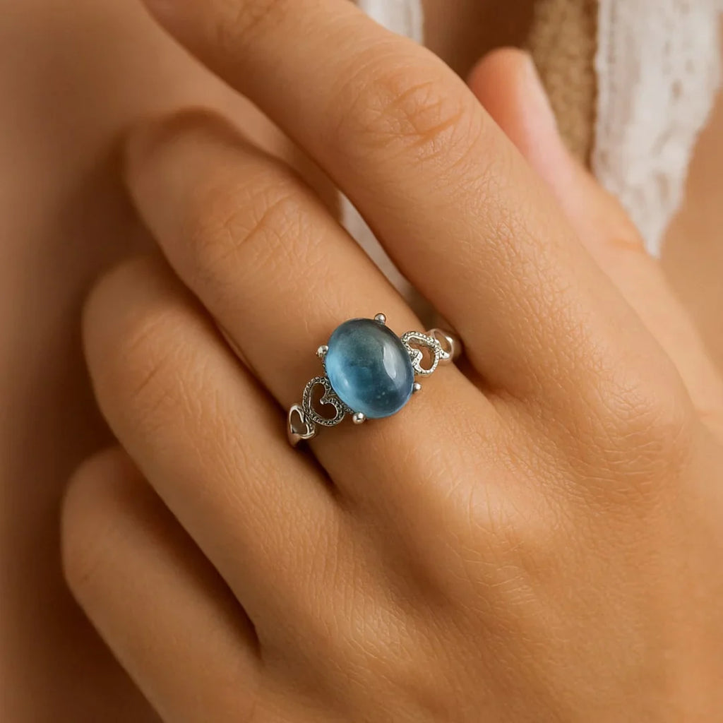 Adjustable Ring "Sea Crystal" in Aquamarine 