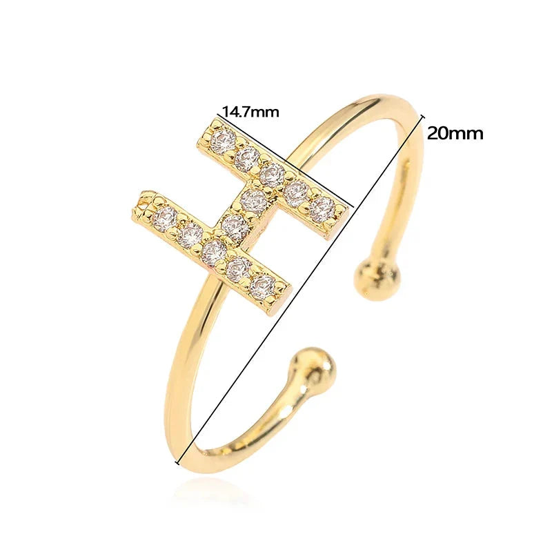 Personalized adjustable ring with initial