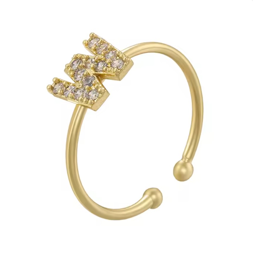 Adjustable initial ring - letter W