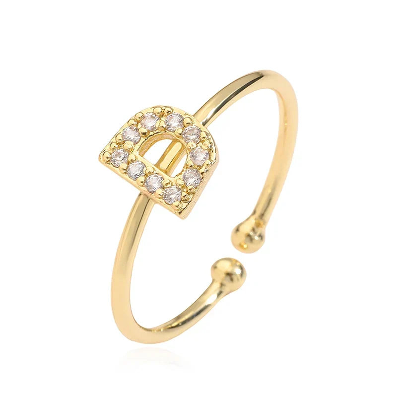 Personalized adjustable ring with initial d