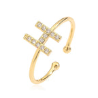 Personalized adjustable ring with initial h