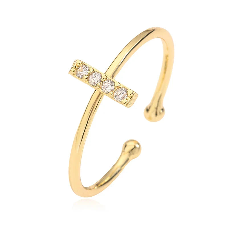 Personalized adjustable ring with initial i