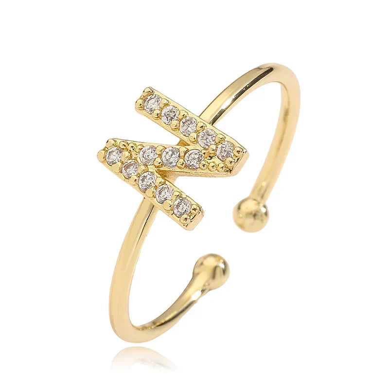 Personalized adjustable ring with initial n