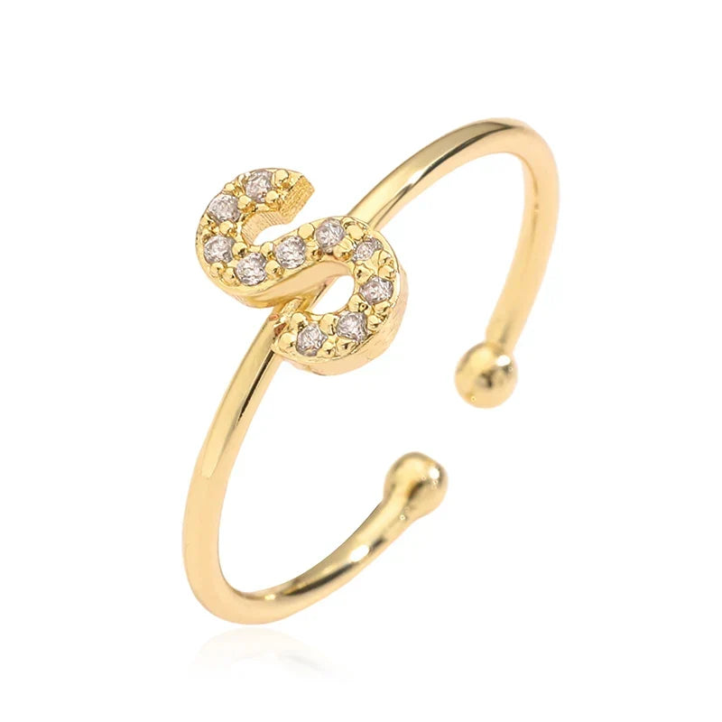 Personalized adjustable ring with initial s