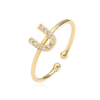 Personalized adjustable ring with initial u
