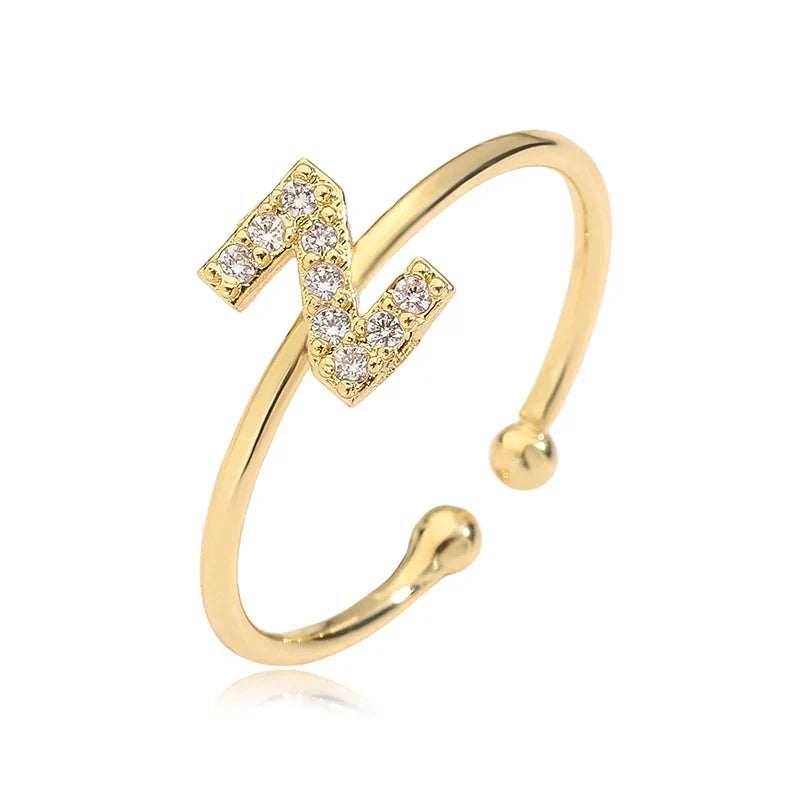 Personalized adjustable ring with initial z