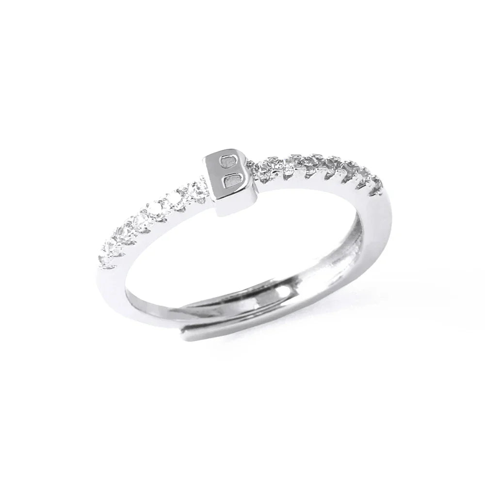 Adjustable women's ring with initial - letter