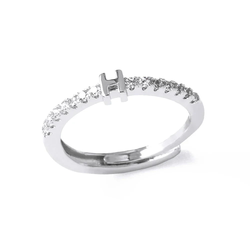 Adjustable women's ring with initial - letter