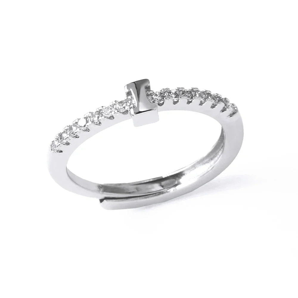 Adjustable women's ring with initial - letter