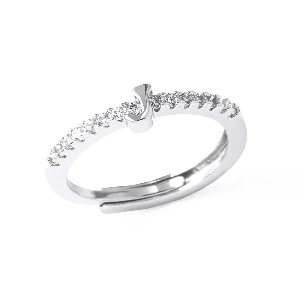 Adjustable women's ring with initial - letter