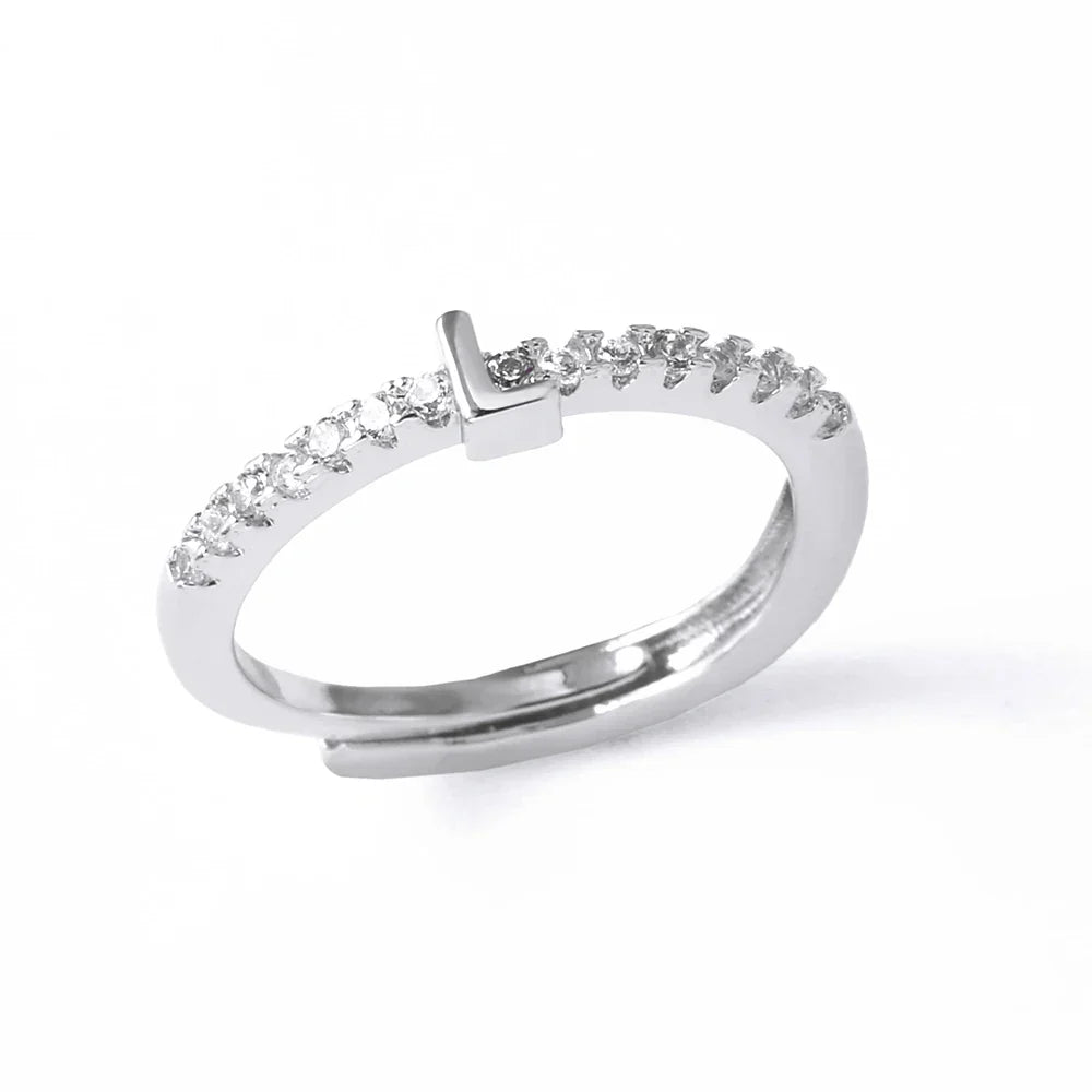 Adjustable women's ring with initial - letter
