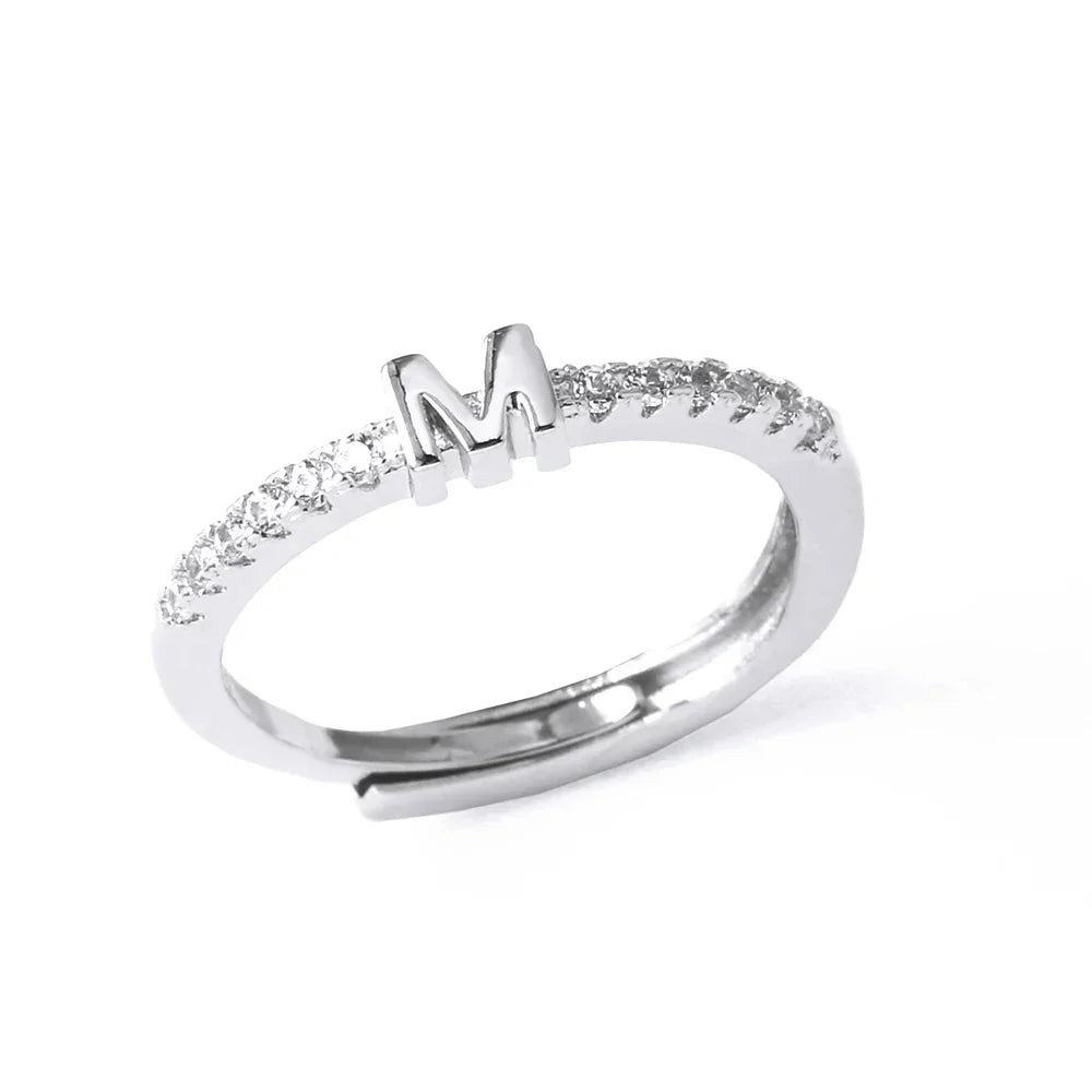 Adjustable women's ring with initial - letter