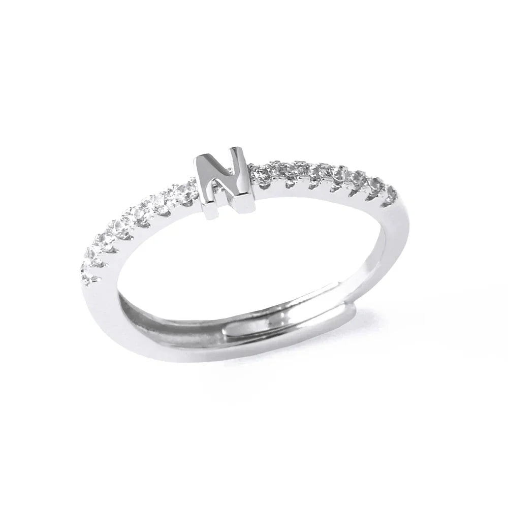 Adjustable women's ring with initial - letter