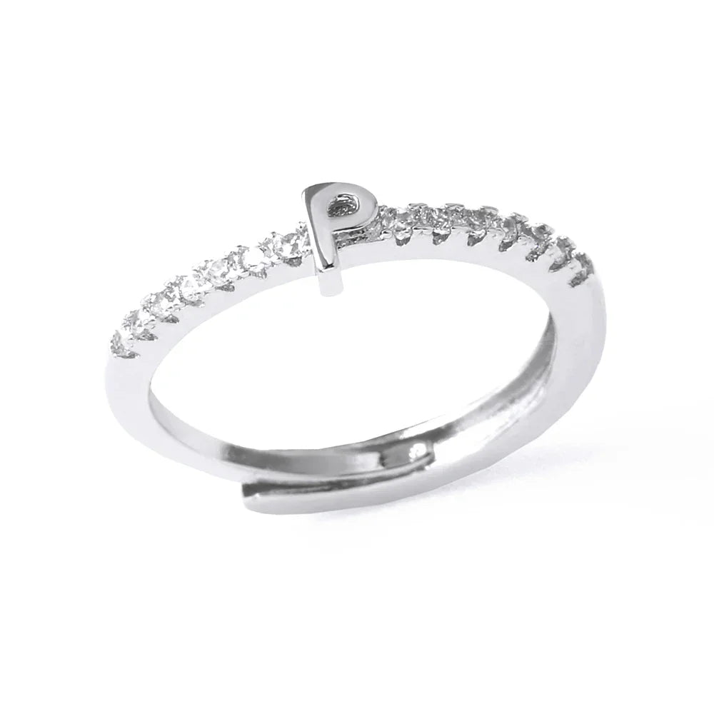 Adjustable women's ring with initial - letter