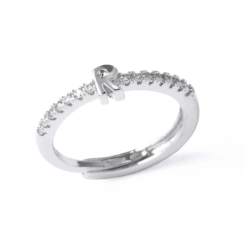 Adjustable women's ring with initial - letter