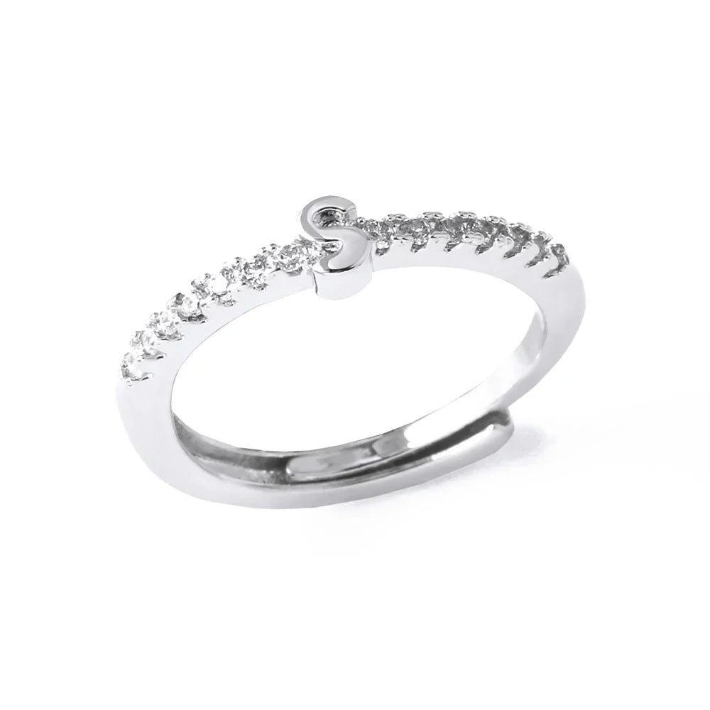 Adjustable women's ring with initial - letter