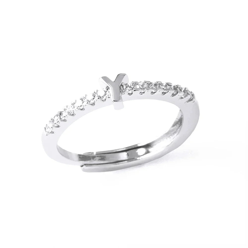 Adjustable women's ring with initial - letter