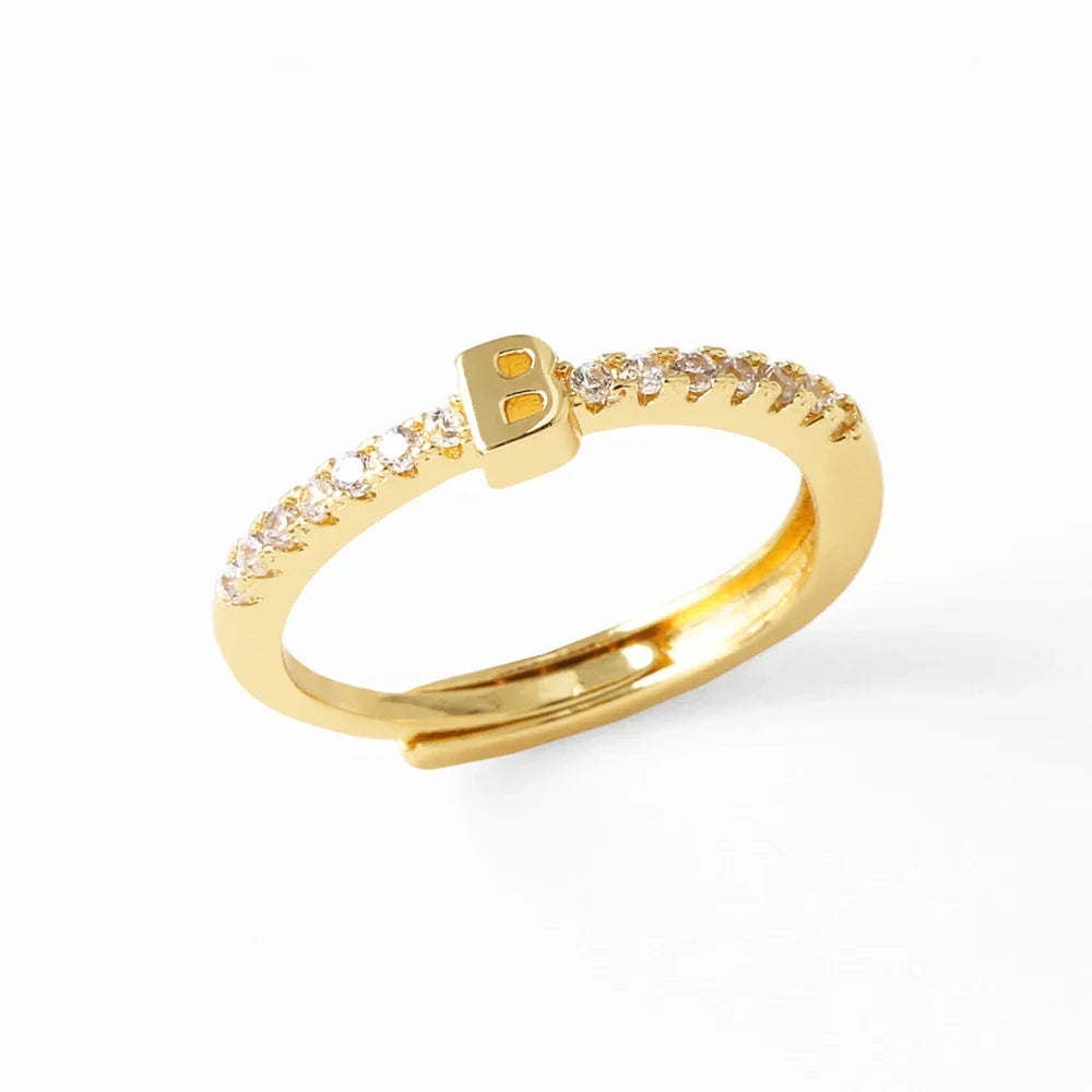 Adjustable women's ring with initial - letter