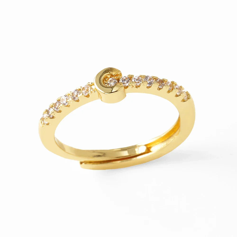 Adjustable women's ring with initial - letter