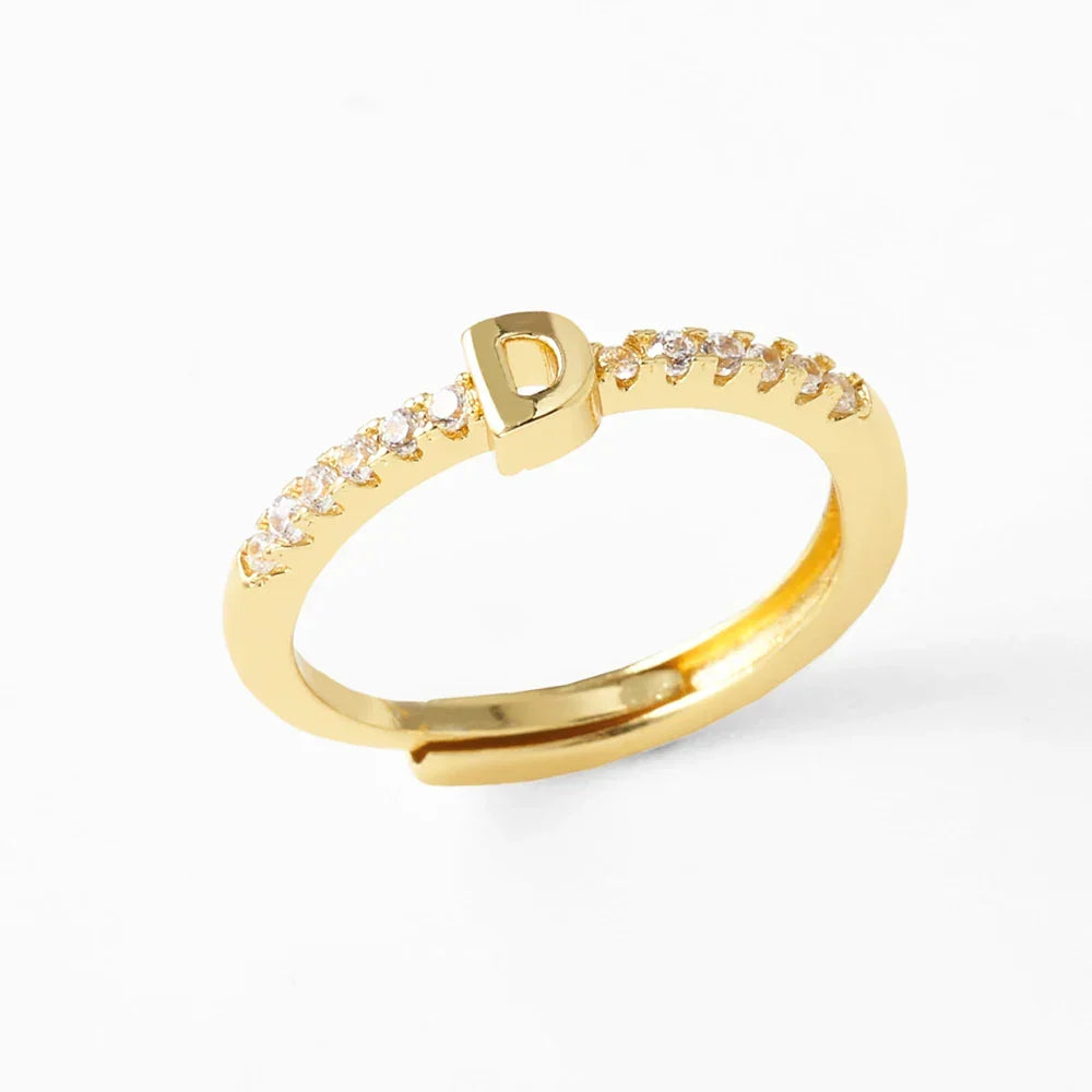 Adjustable women's ring with initial - letter