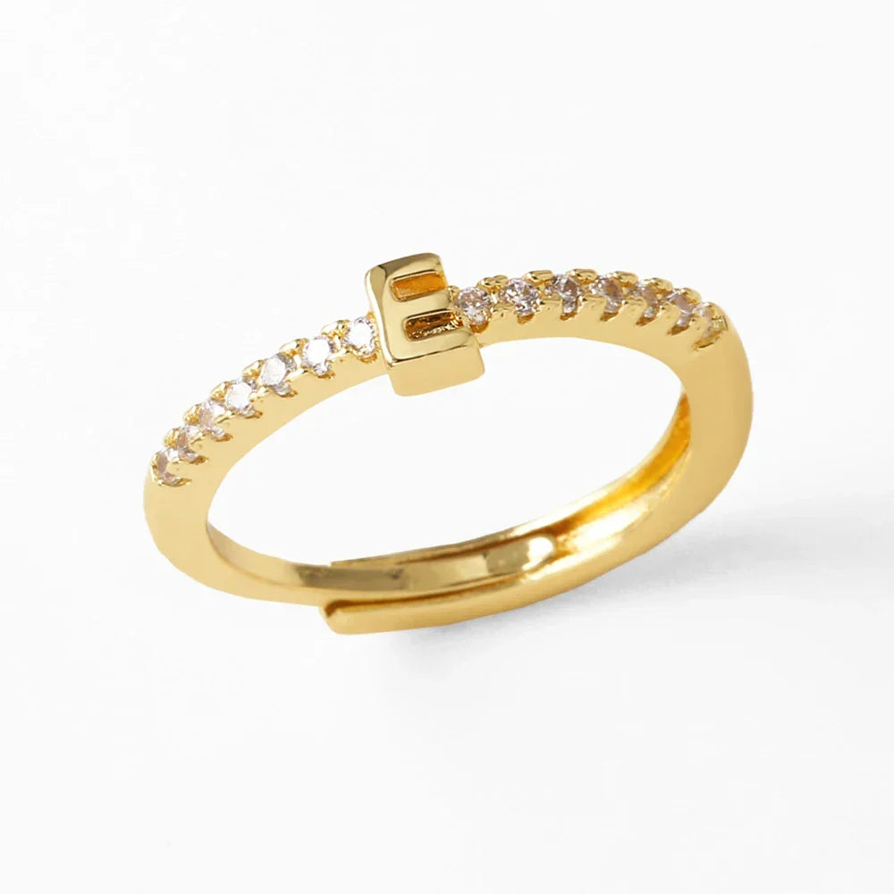 Adjustable women's ring with initial - letter