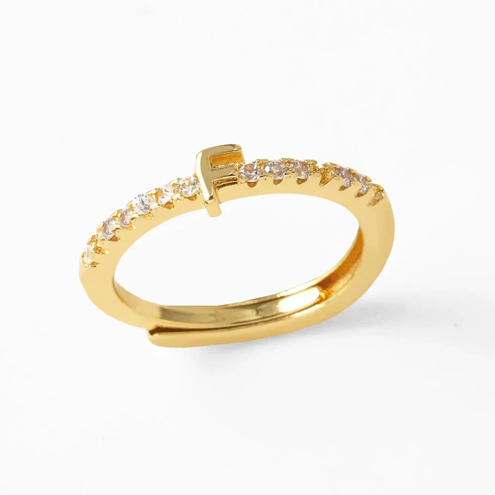 Adjustable women's ring with initial - letter