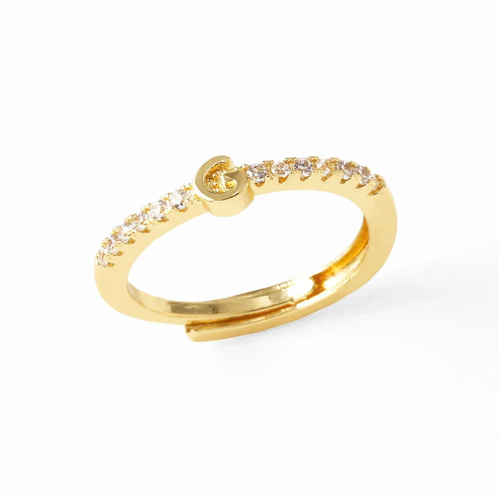 Adjustable women's ring with initial - letter