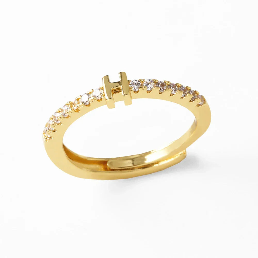 Adjustable women's ring with initial - letter