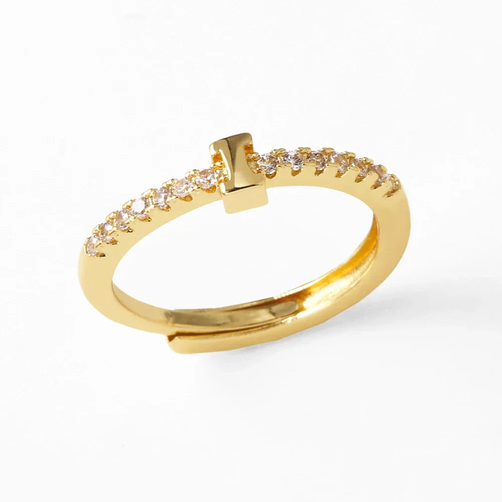 Adjustable women's ring with initial - letter