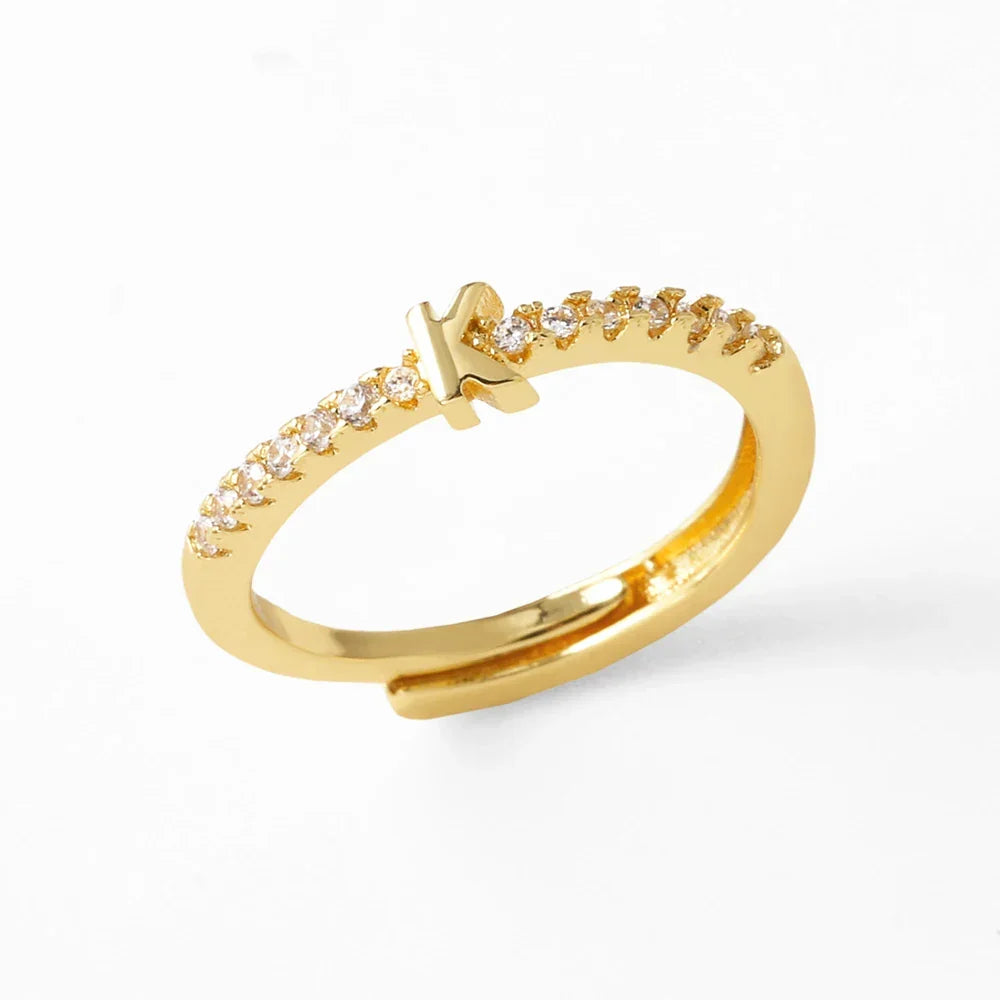 Adjustable women's ring with initial - letter