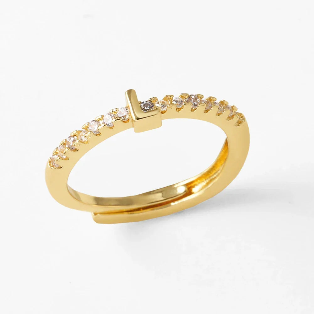 Adjustable women's ring with initial - letter