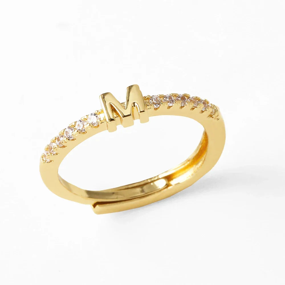 Adjustable women's ring with initial - letter