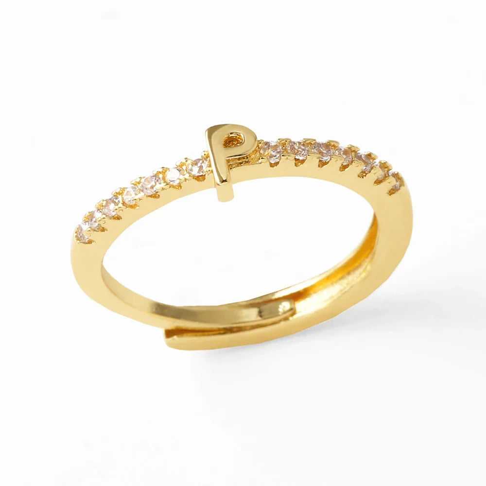 Adjustable women's ring with initial - letter