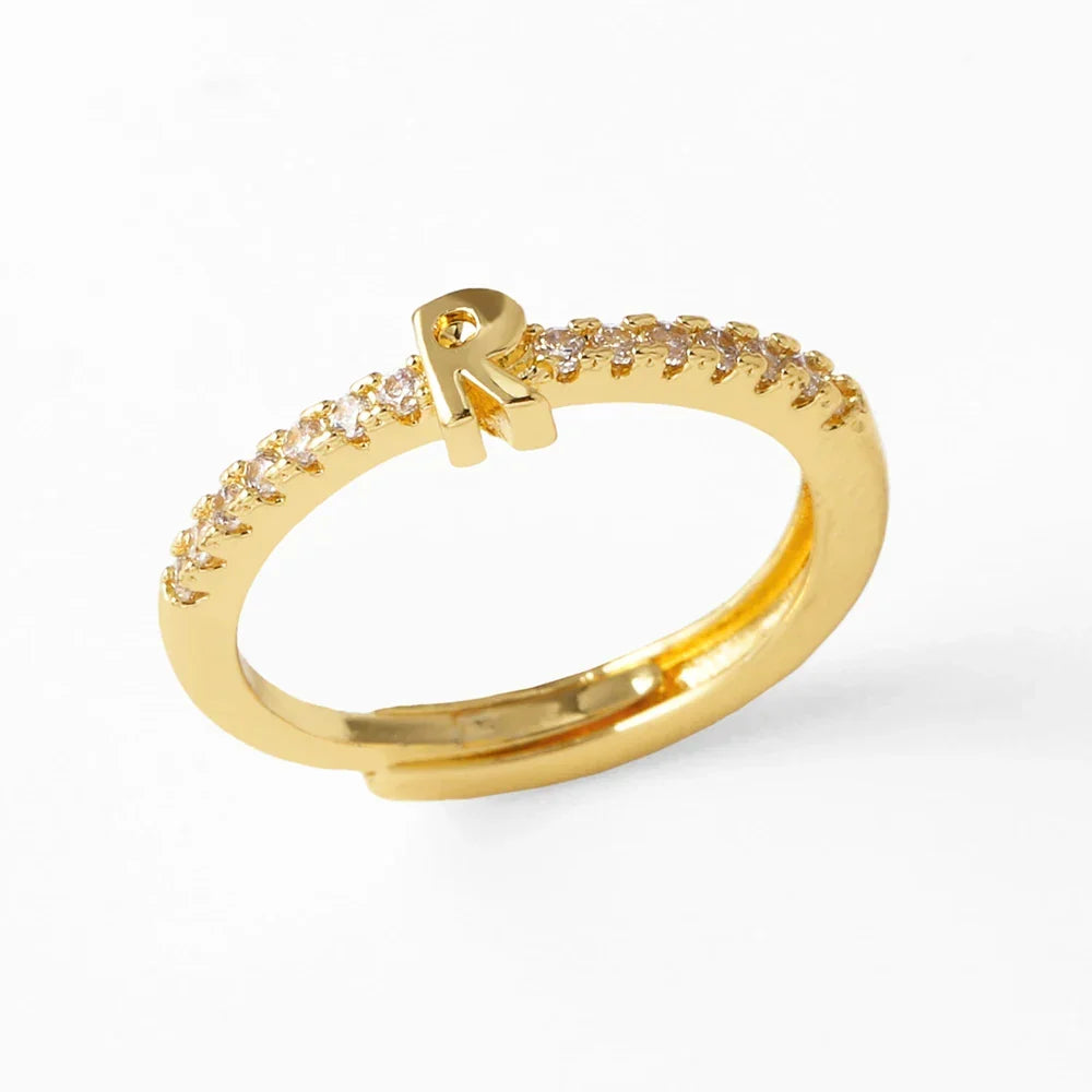 Adjustable women's ring with initial - letter