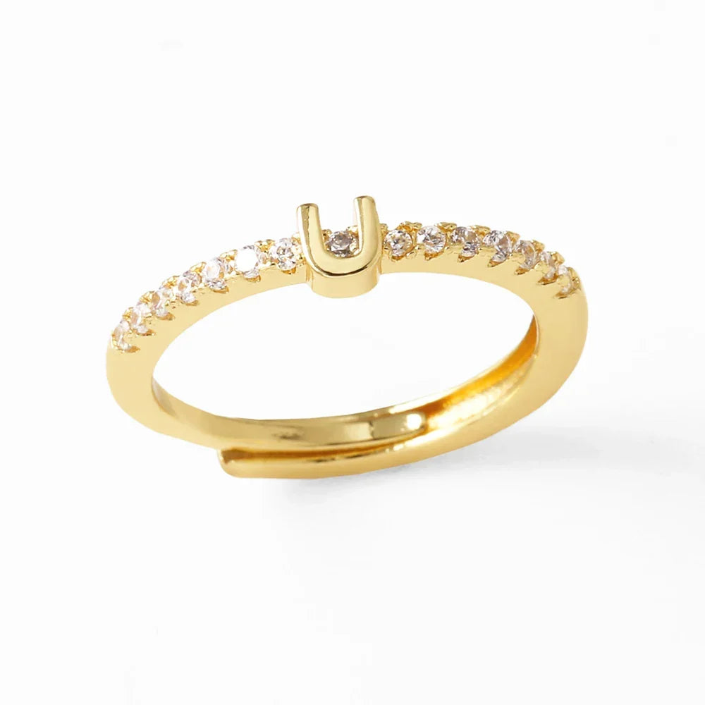 Adjustable women's ring with initial - letter