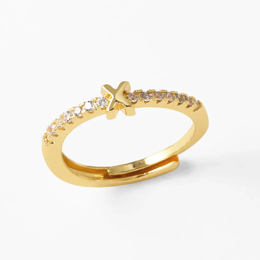 Adjustable women's ring with initial - letter