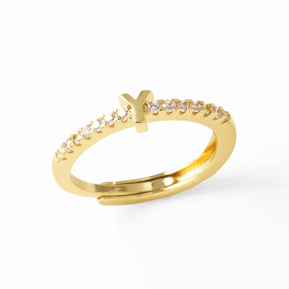 Adjustable women's ring with initial - letter