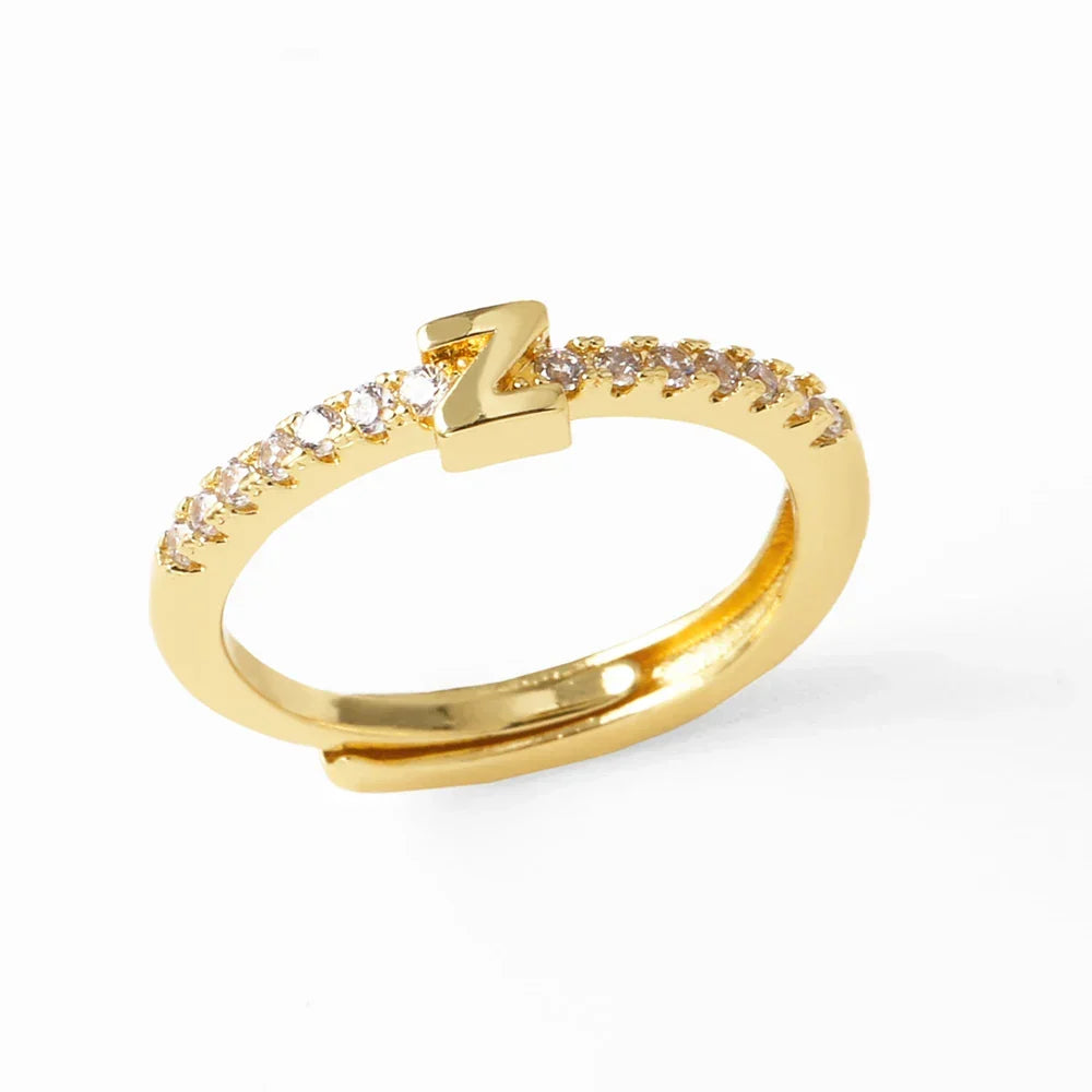 Adjustable women's ring with initial - letter
