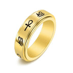 Egyptian Pattern Spinner Anti-Stress Band Ring gold