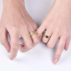 Rotating Moon and Sun Anti-Stress Band Ring, gold