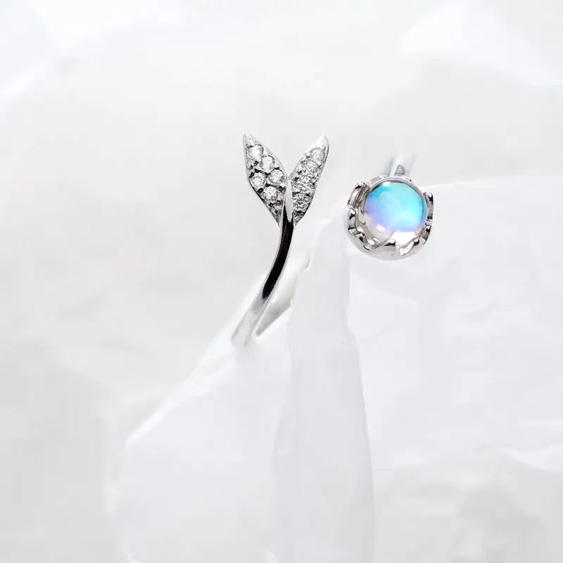 Moonstone Silver-Tone Band Ring